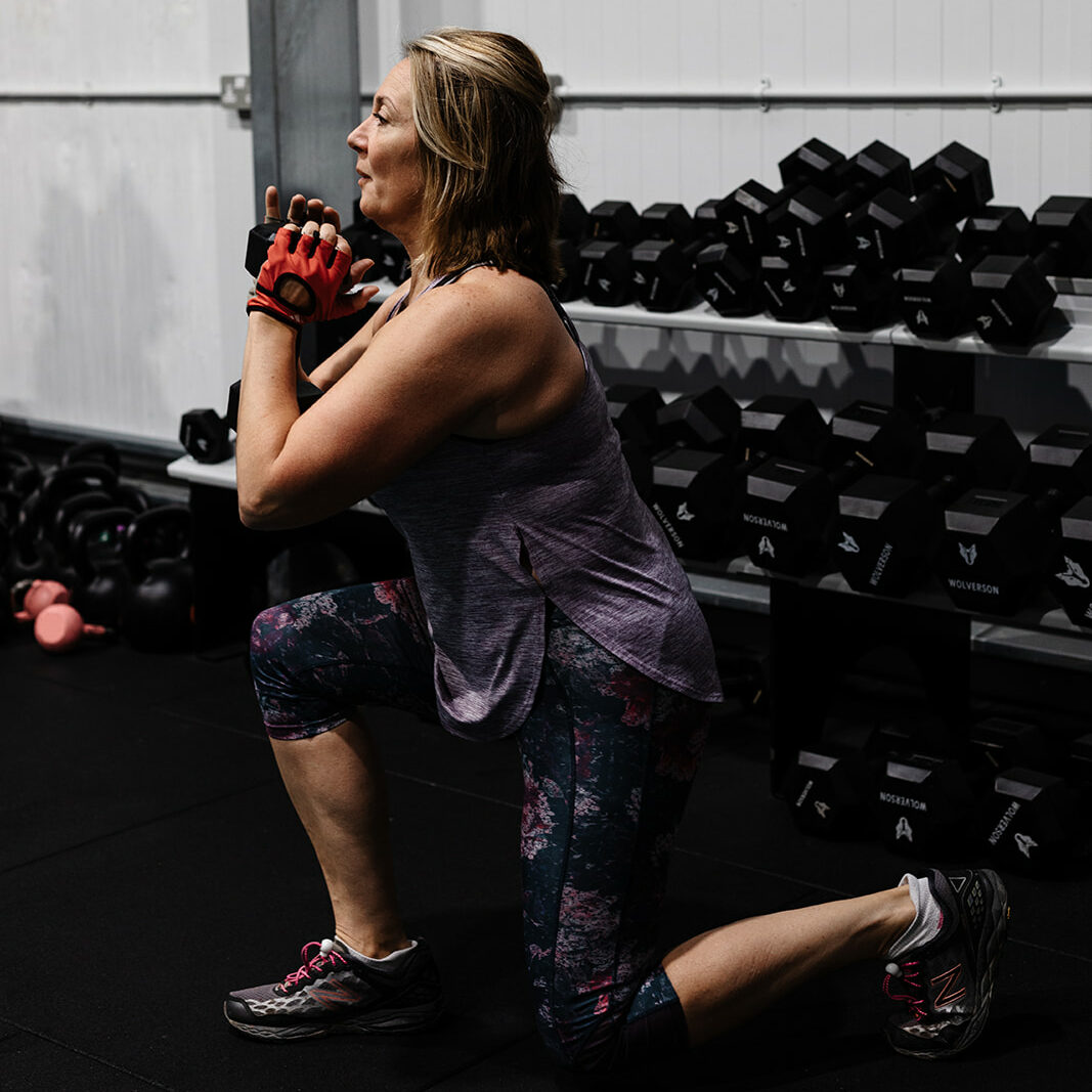 Personal trainer coaching client on mobility and strength at CHP Truro